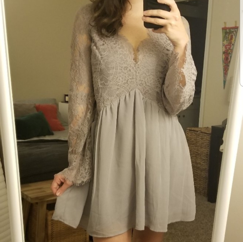 Tobi Grey Lace Dress